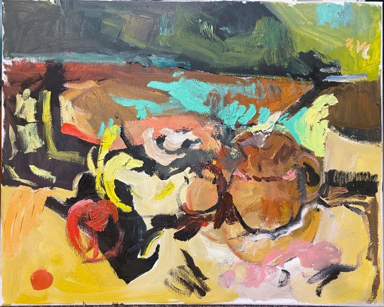 Still Life Cubism Abstract Oil Painting 16”x20” Canvas Original Signed