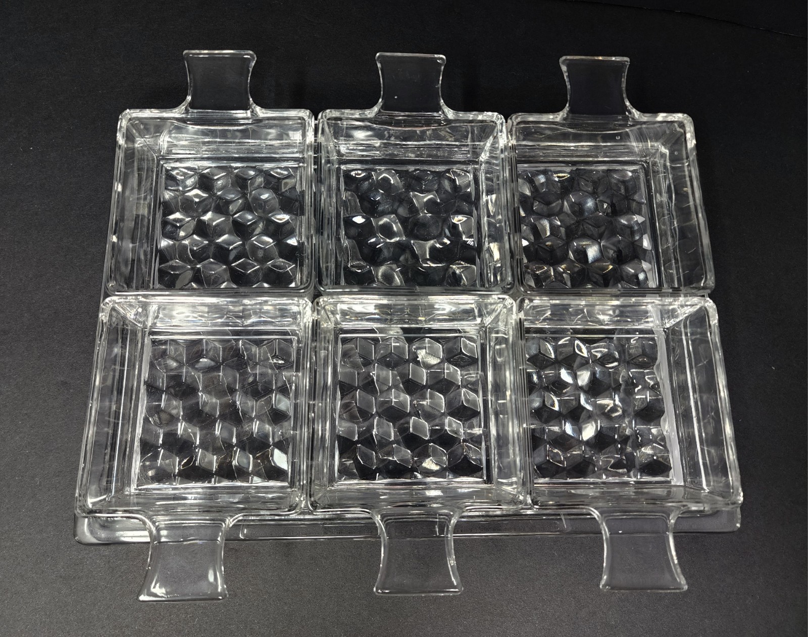 Vintage Rare Fostoria American Clear Glass Ice Cream Appetizer Set 2056 Cubist Vintage Rare Fostoria American Clear Glass Ice Cream Appetizer Set 2056 Cubist