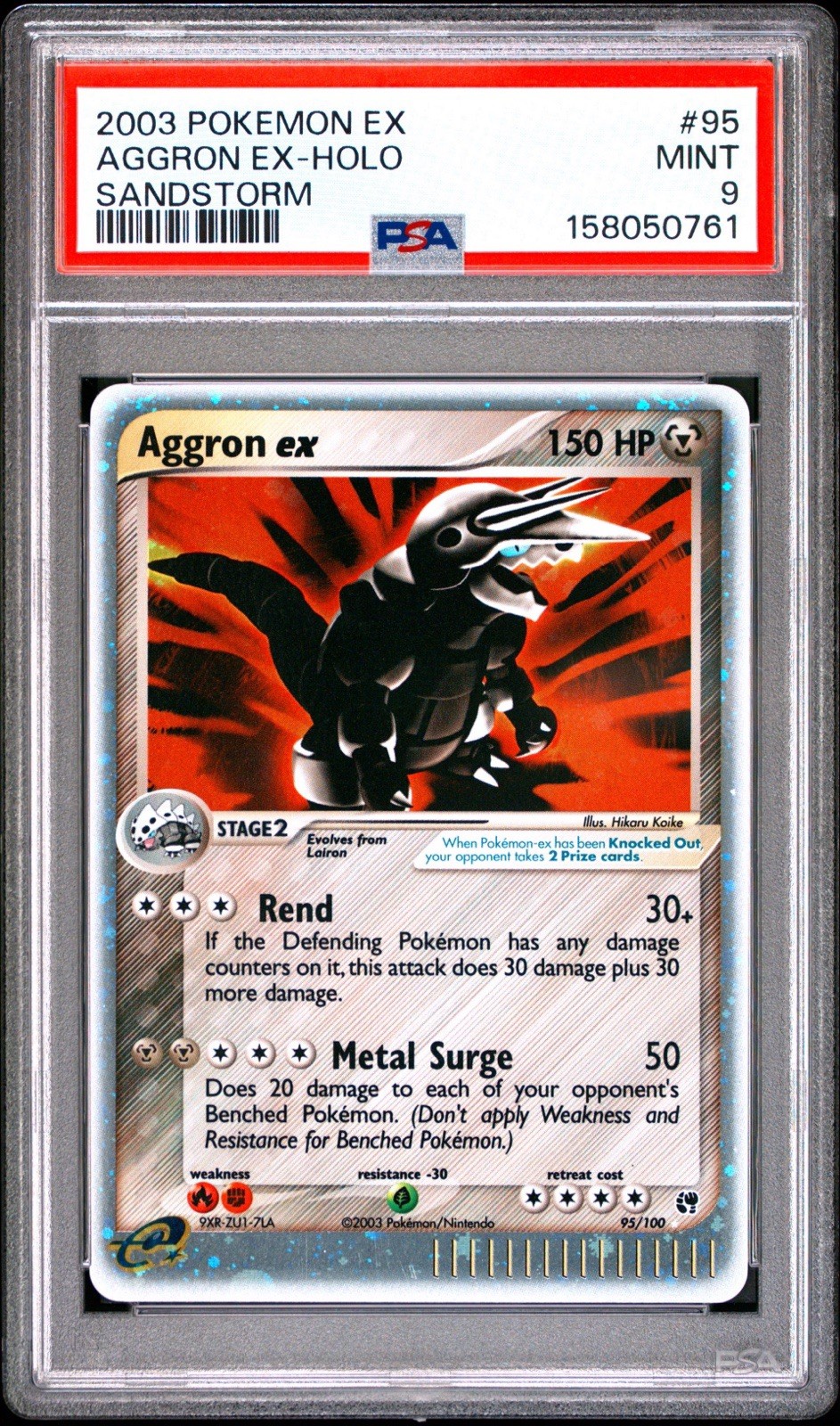 Pokemon TCG Aggron Ex Holo 95/100 - EX Sandstorm - PSA 9 - LOW POP, NEW CERT Pokemon TCG Aggron Ex Holo 95/100 - EX Sandstorm - PSA 9 - LOW POP, NEW CERT
