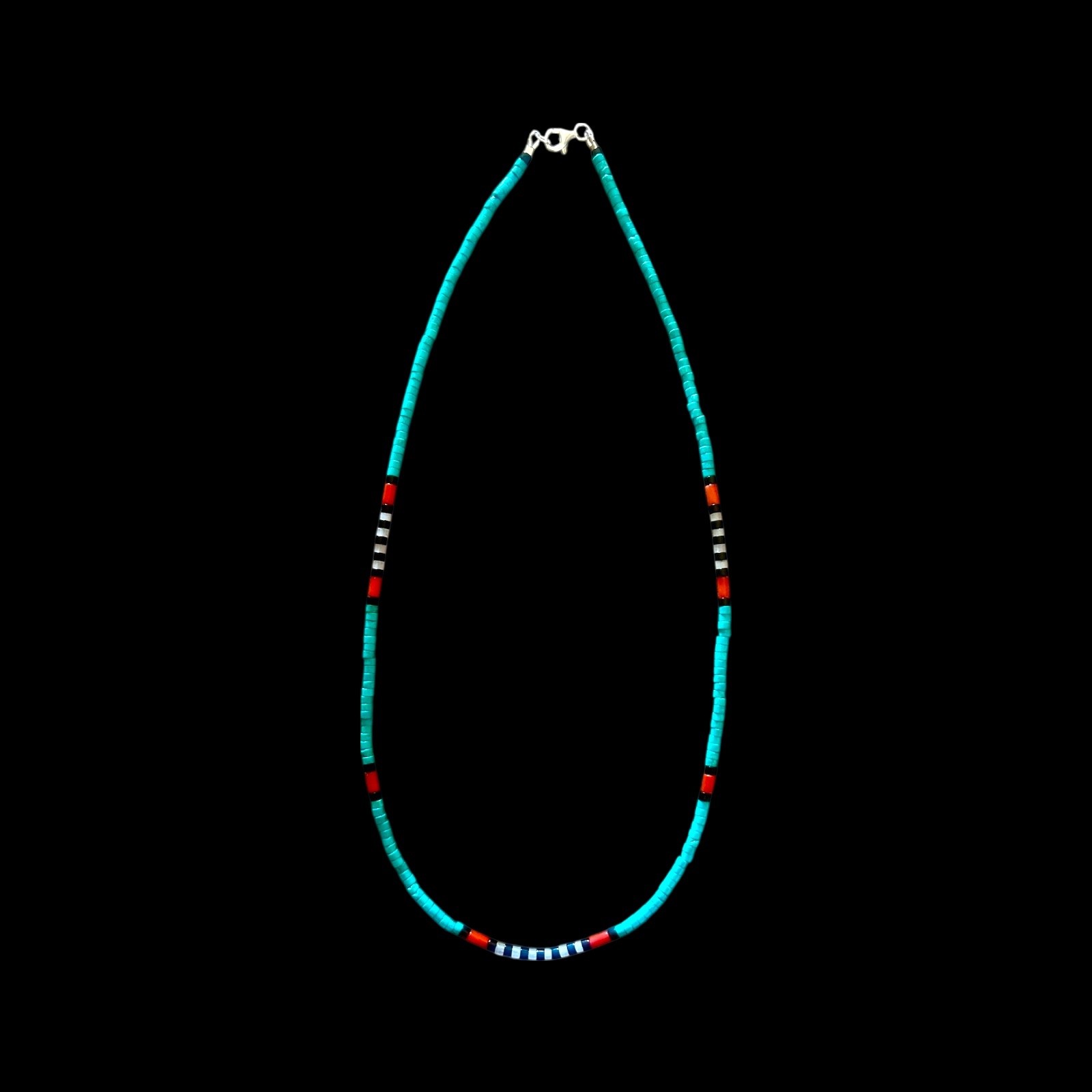 Native American Turquoise & Coral Heishi Necklace Native American Turquoise & Coral Heishi Necklace