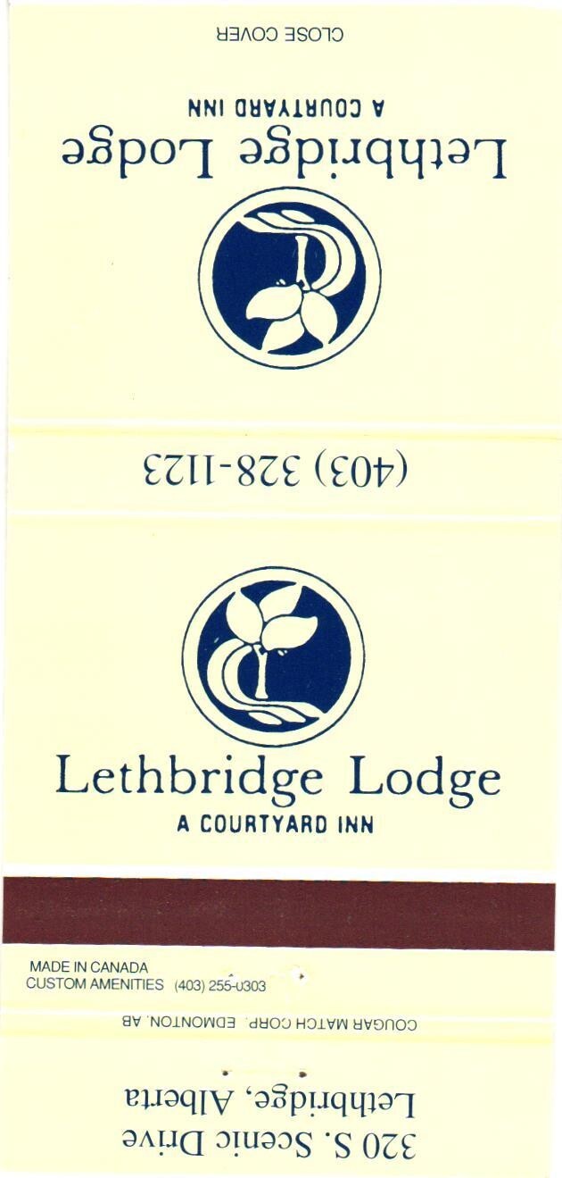 Lethbridge Lodge A Courtyard Inn Lethbridge AB Vintage Matchbook 1980s Lethbridge Lodge A Courtyard Inn Lethbridge AB Vintage Matchbook 1980s