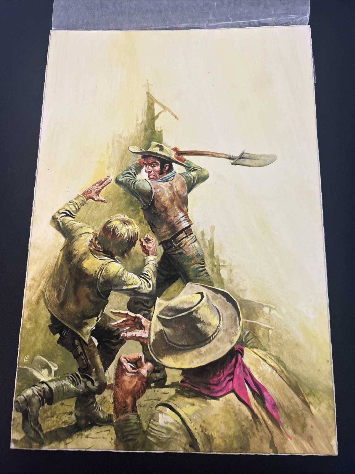 ORIGINAL Lonati Western King #355 Cover Art German Pulp Painting Cowboy Genre ORIGINAL Lonati Western King #355 Cover Art German Pulp Painting Cowboy Genre