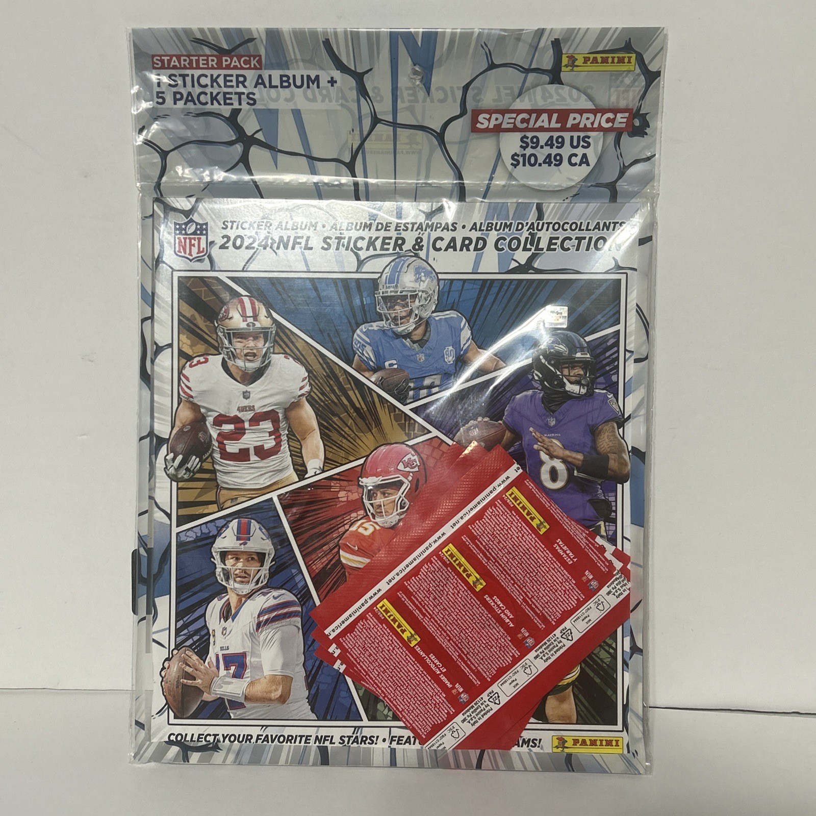 Lot Of 5 2024 PANINI NFL STICKER AND CARD COLLECTION 1 ALBUM AND 5 PACKS SEALED Lot Of 5 2024 PANINI NFL STICKER AND CARD COLLECTION 1 ALBUM AND 5 PACKS SEALED