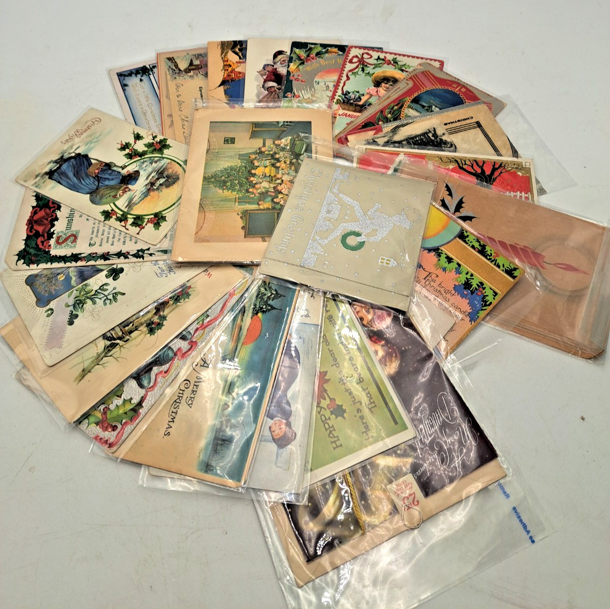 Antique Early 1900s Christmas Greetings Cards, Postcards and Photos Lot of 23