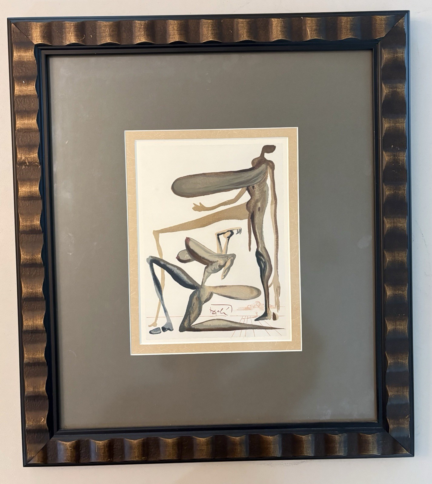 Salvador Dali Divine Comedy Inferno 5 Minos Wood Engraving Framed COA