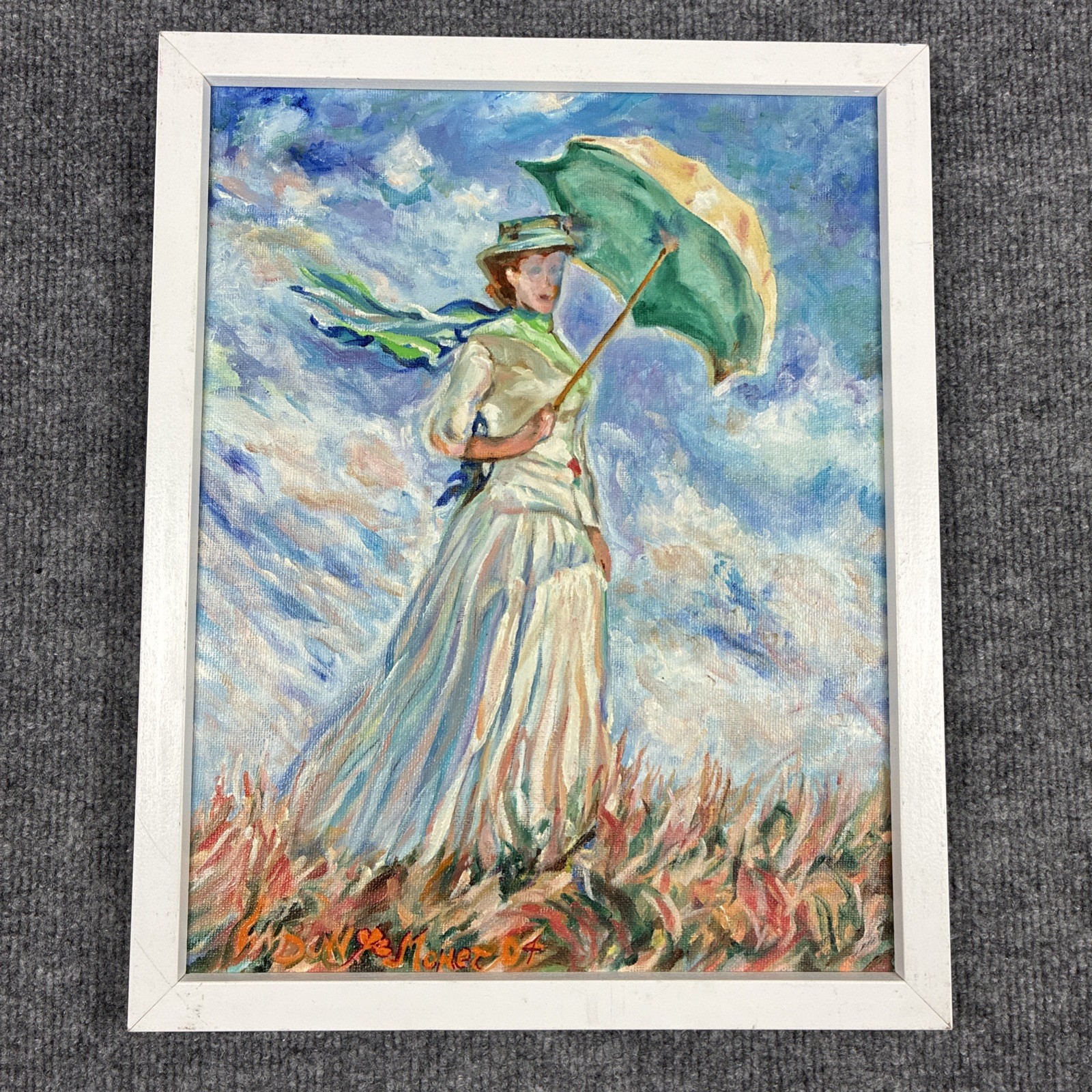 Hand Painted Oil Painting Claude Monet Woman with a Parasol Framed Canvas Art