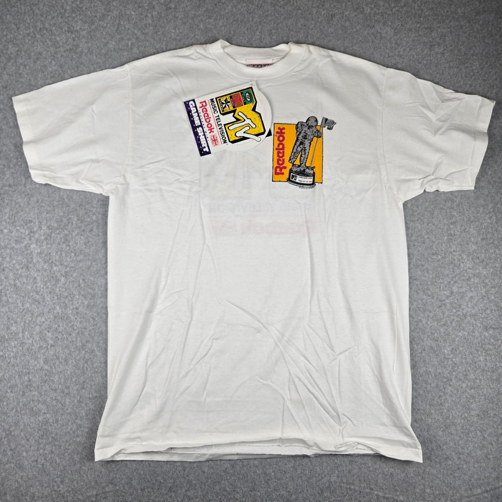Vintage 1991 Reebok MTV VMA Game Shirt Promo T-Shirt With Tag Single Stitch Vintage 1991 Reebok MTV VMA Game Shirt Promo T-Shirt With Tag Single Stitch