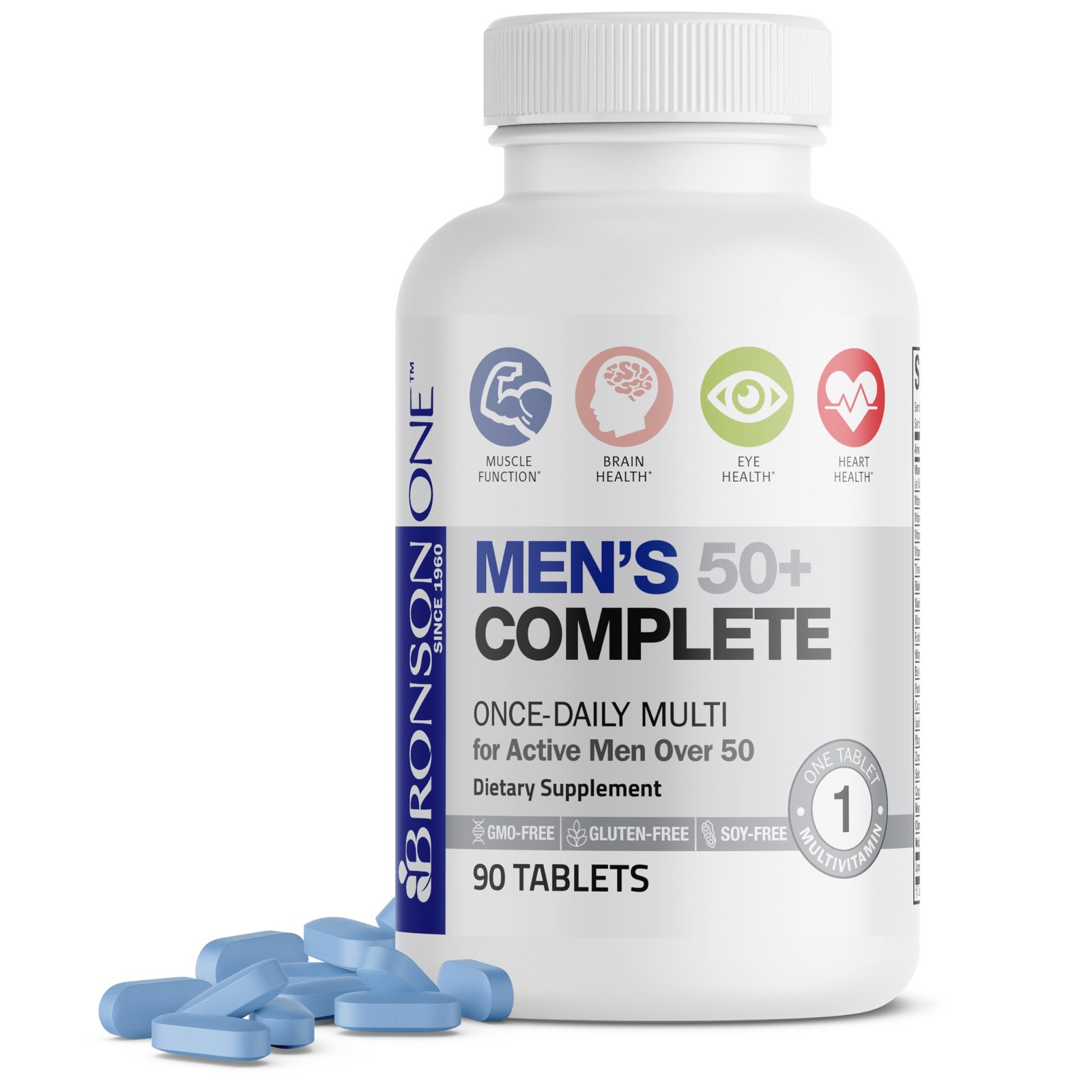 Bronson ONE Daily Mens 50+ Complete Multivitamin 90 Count (Pack of 1), Orange Bronson ONE Daily Mens 50+ Complete Multivitamin 90 Count (Pack of 1), Orange