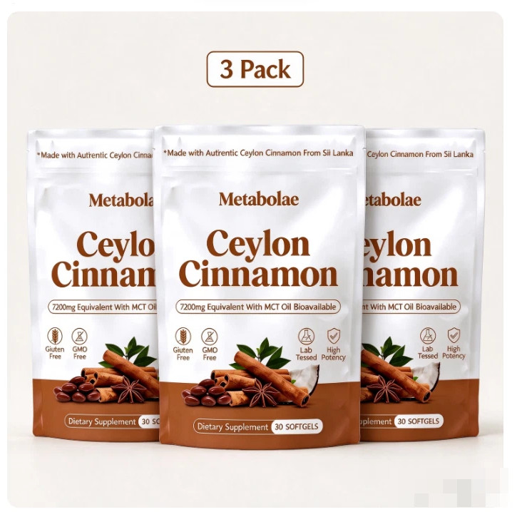 3Pack Metabolae Ceylon Cinnamon 7200mg Equivalent with MCT Oil 30 softgels