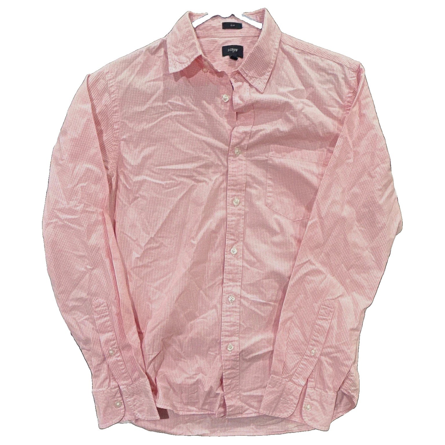 J.Crew Men’s Pink/White Check Woven Long Sleeve Point Collar Button-Up Shirt J.Crew Men’s Pink/White Check Woven Long Sleeve Point Collar Button-Up Shirt