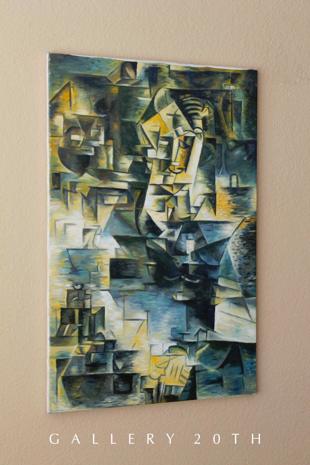 EPIC CUBIST MID CENTURY ORIG OIL PAINTING PICASSOS PORTRAIT RE-CREATION VTG ART
