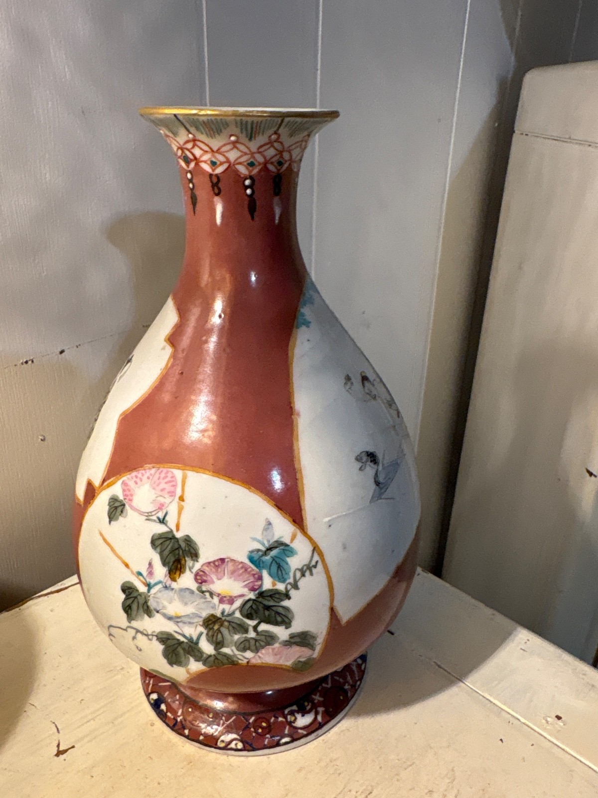 Antique Oriental Asian 19th Century Vase Hand Painted Porcelain Antique Oriental Asian 19th Century Vase Hand Painted Porcelain