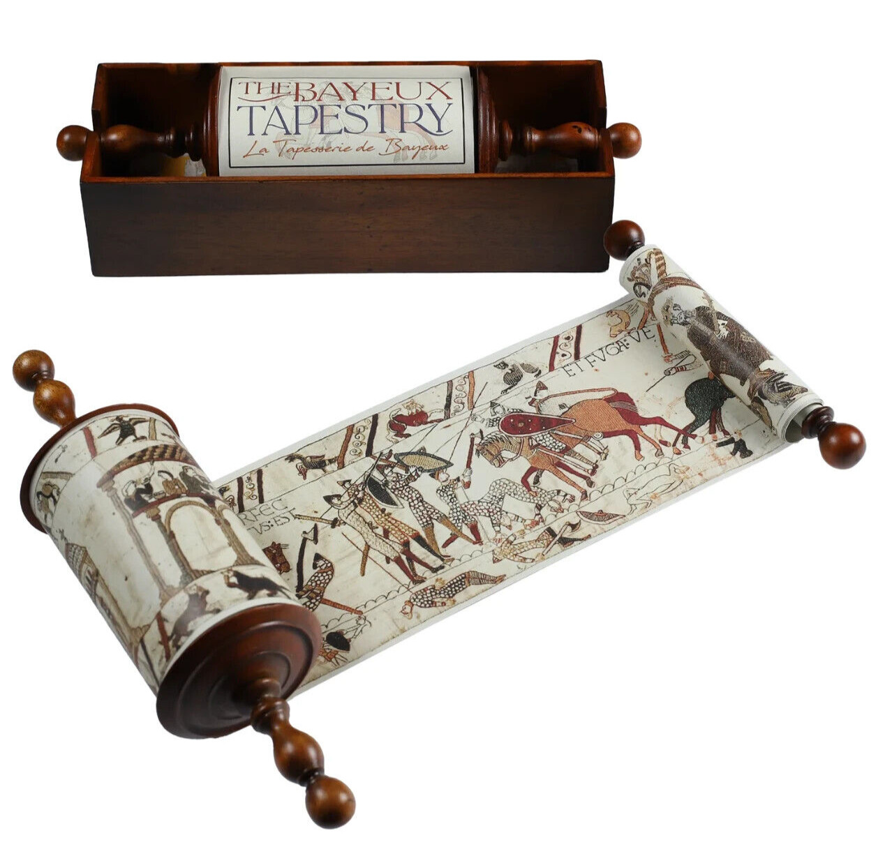 Bayeux Tapestry Replica Old World Scroll Duke Normandy 21.33\' Wood Desk Tray New