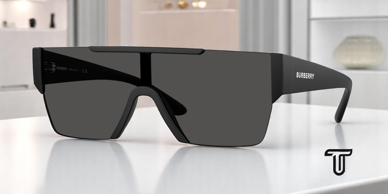 BURBERRY BE4291 346487 Matte Black Grey 38 mm Men\'s Sunglasses