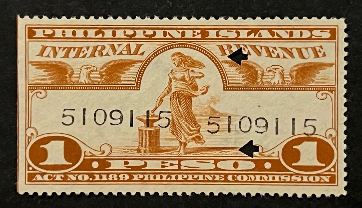 Travelstamps: Philippines Internal Revenue Stamps Used 1 Peso Arrow Punches Travelstamps: Philippines Internal Revenue Stamps Used 1 Peso Arrow Punches