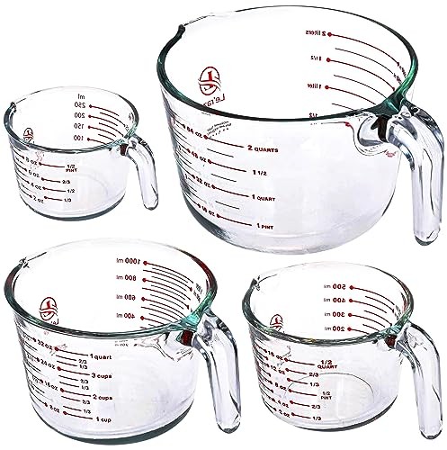 Le’raze GL 925 Set of 4 Glass Measuring Cups (New)