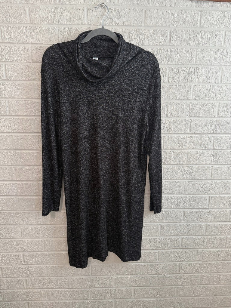 Old Navy Turtleneck Tunic Top Blouse Womens Large Pullover Black Mottled