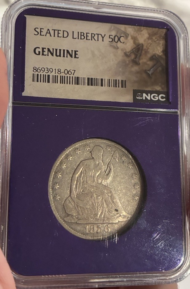 1856 O Seated Liberty 50 Cent Half Dollar; Ngc; Genuine; Purple Holder 1856 O Seated Liberty 50 Cent Half Dollar; Ngc; Genuine; Purple Holder