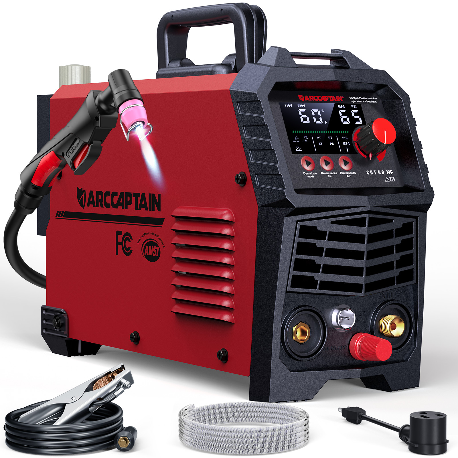 ARCCAPTAIN 60A Plasma Cutter CUT60 Non-Touch Pilot Arc HF 110V/220V Dual Voltage