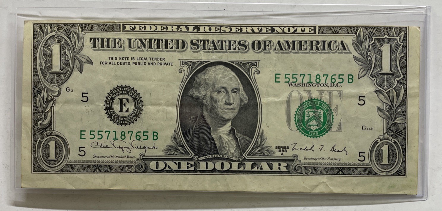 1988-A $1 Federal reserve Note Error Misaligned Major Shift 1988-A $1 Federal reserve Note Error Misaligned Major Shift