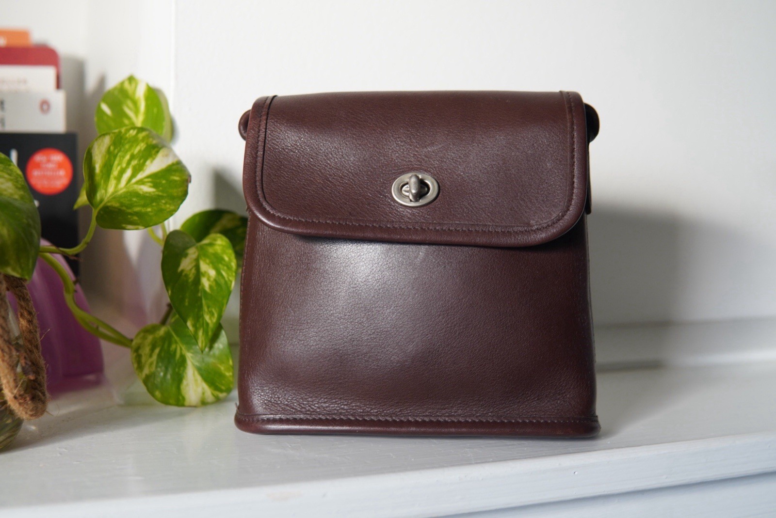 Vintage Coach Tango Flap in Mahogany With Nickel Hardware 9049