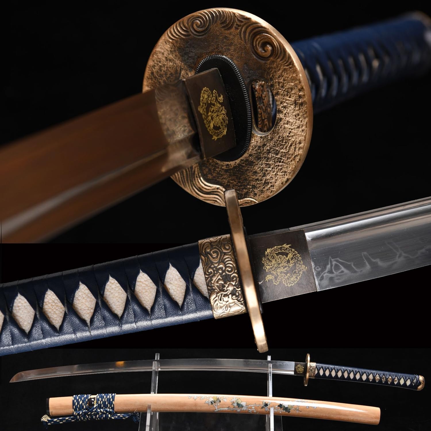 Authentic Japanese Samurai Sword Sharp Clay Tempered T10Steel Dragon King Katana Authentic Japanese Samurai Sword Sharp Clay Tempered T10Steel Dragon King Katana