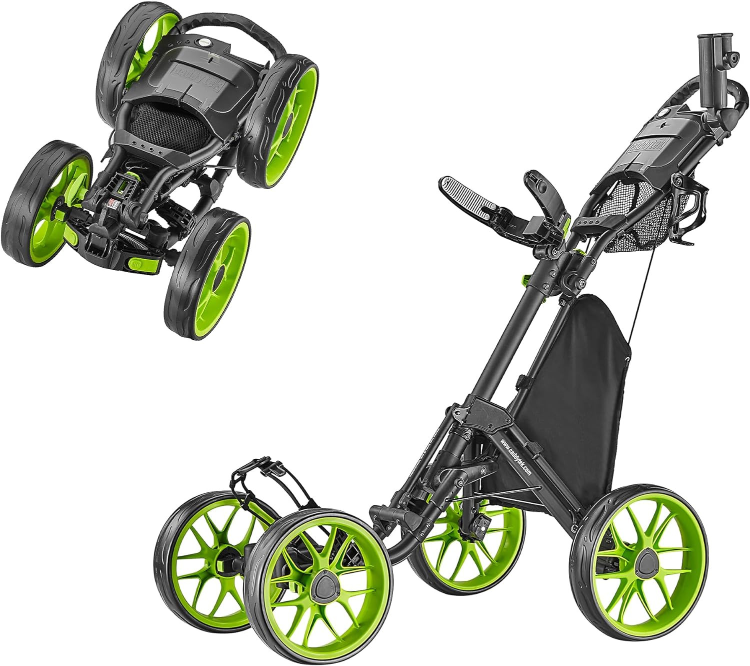 Caddytek 4 Wheel Golf Push Cart - Caddycruiser One Version 8 1-Click Folding Tro