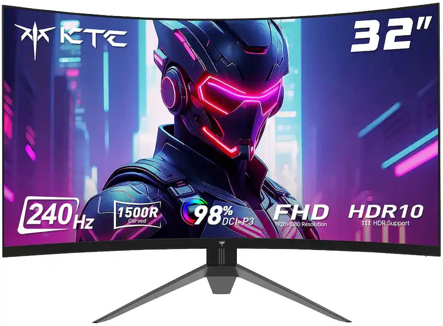 KTC H32S17F 32” Curved Gaming Monitor HVA 1500R,240Hz FHD 1080P HDR10 PC Monitor