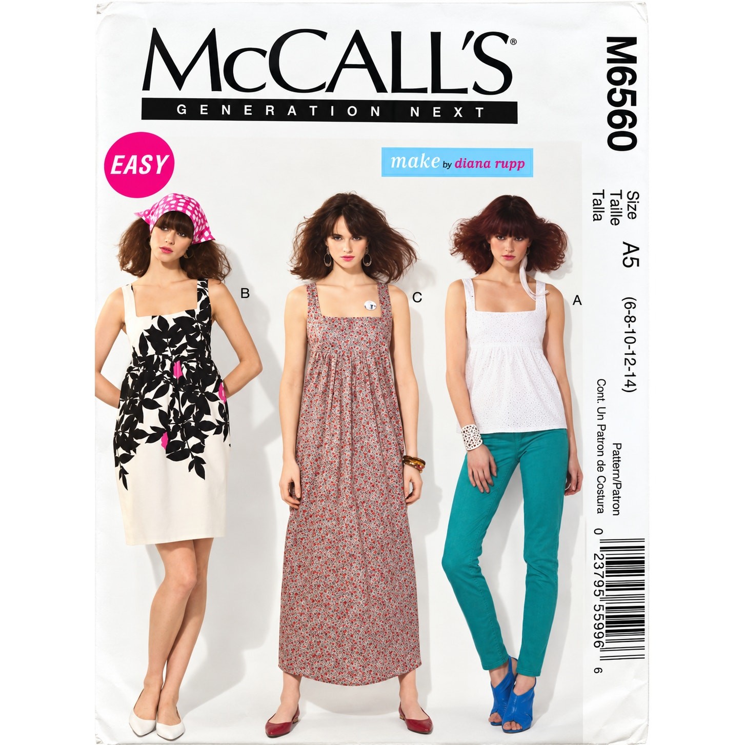 Easy McCall\'s M6560 Sewing Patterns Misses\' Tops Dress w/ Button Straps 6-14 UC