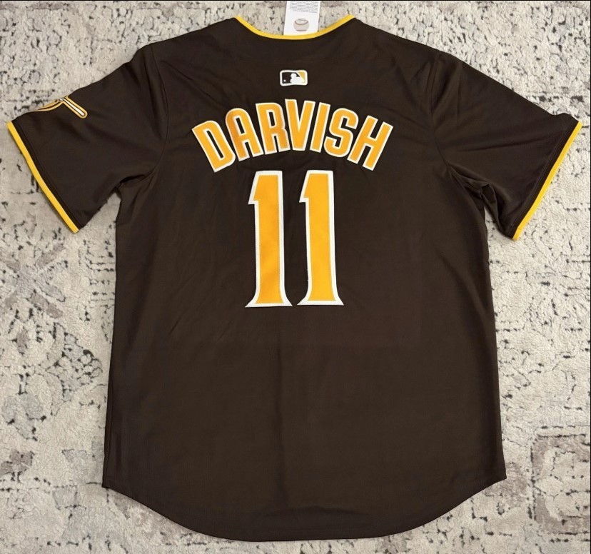 Darvish  #11 San Diego Baseball Jersey Brown Gold Size S-2XL NWT