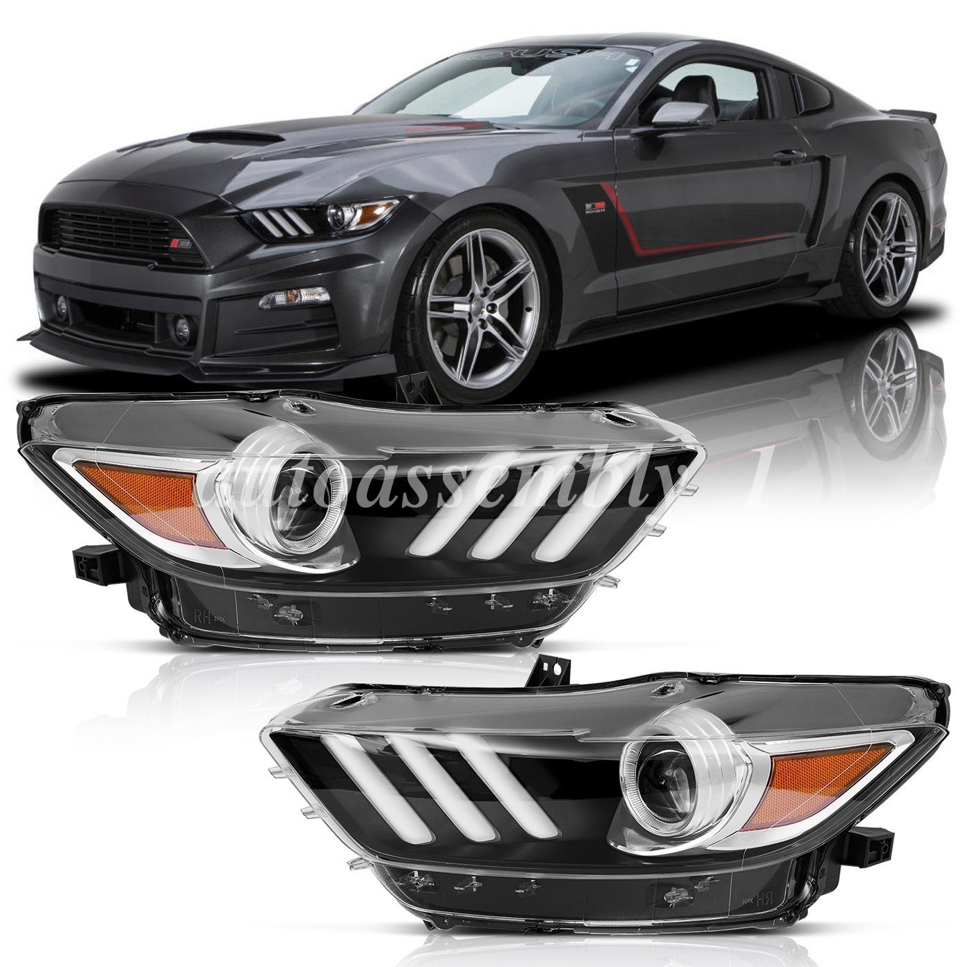 For 2015 2016 2017 Ford Mustang Pair Left+Right HID/Xenon Headlights Assembly