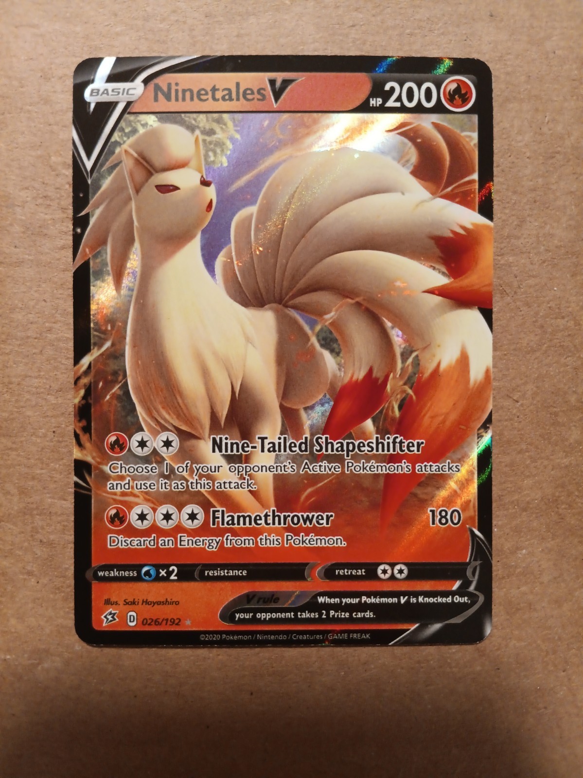 Ninetales V 026/192 NM Rebel Clash Pokemon #26 Rare Holo Ninetails English TCG