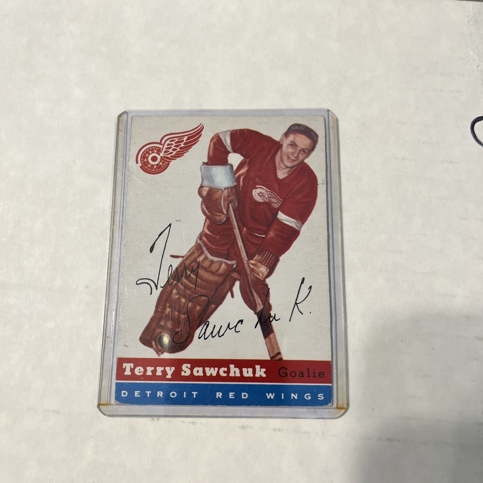 1954-55 TOPPS HOCKEY #58 TERRY SAWCHUK 1954-55 TOPPS HOCKEY #58 TERRY SAWCHUK