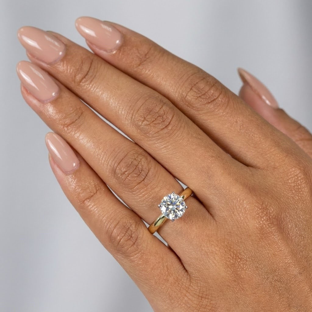 Solitaire Engagement Ring 14K Gold Classic 2.21 CT Round Lab-Grown Diamond F SI1