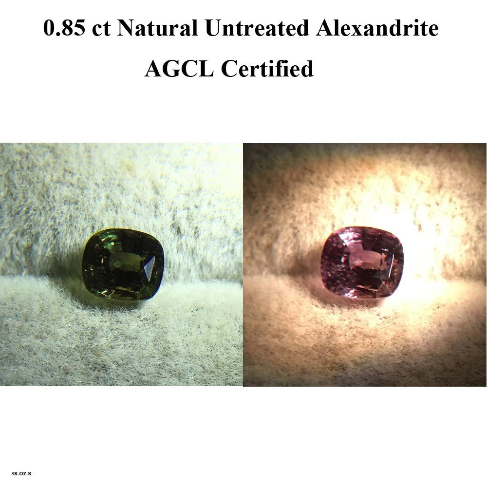 0.85 ct Natural Untreated Alexandrite | Cushion | AGCL Certified