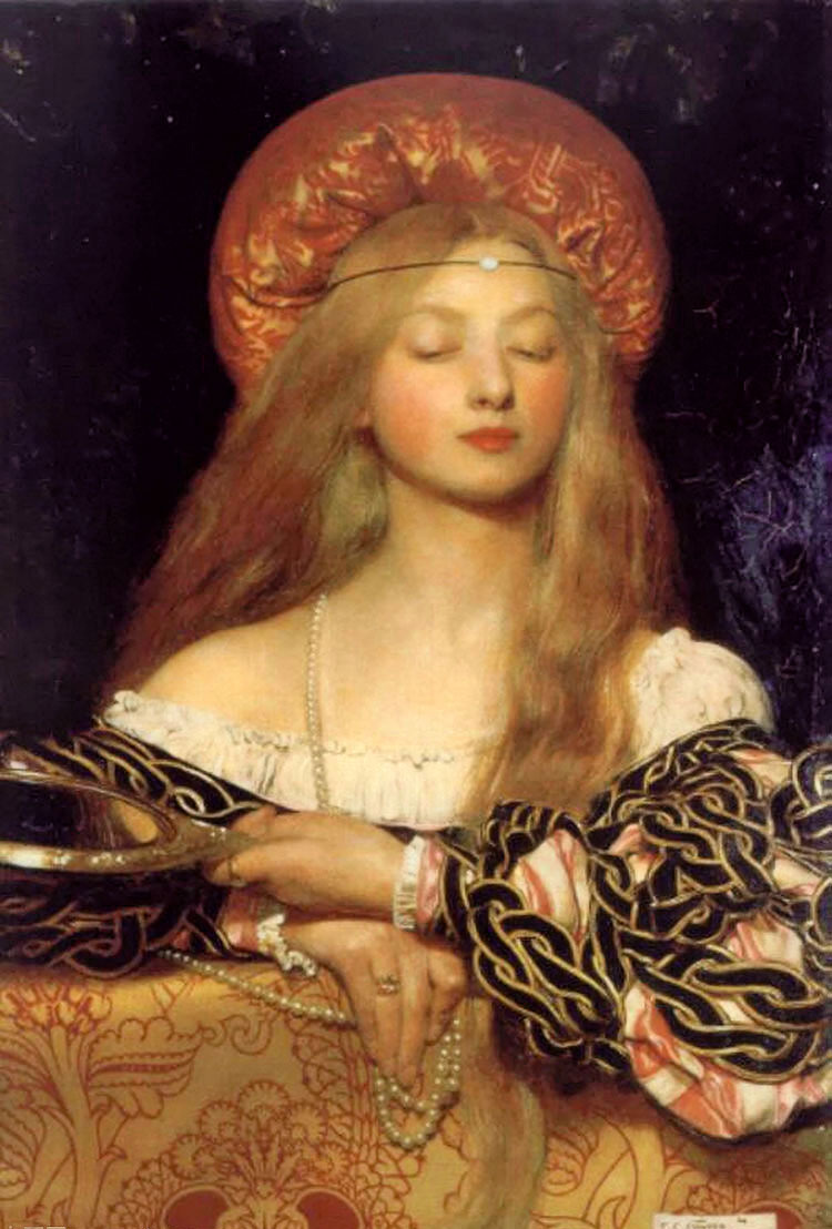 Oil painting frank cadogan cowper - vanity frank beautiful noble lady on canvas