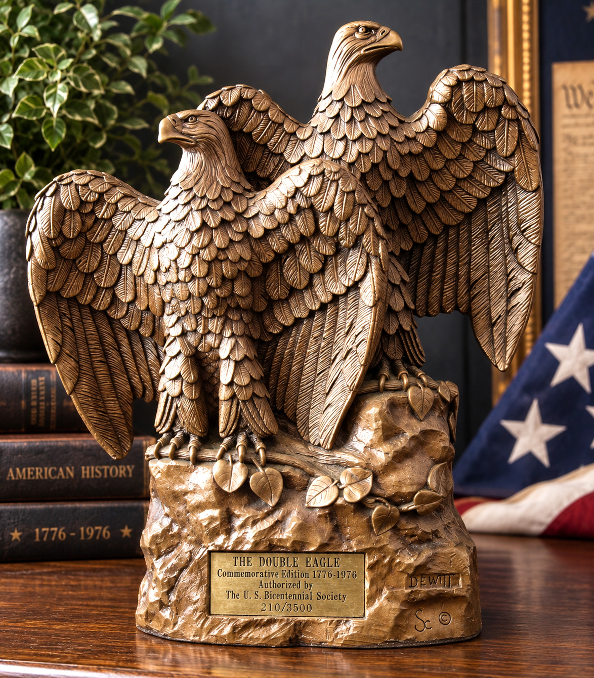 VTG 1976 Edward DeWitt Double Eagle Bicentennial Sculpture #210/3500 11.25