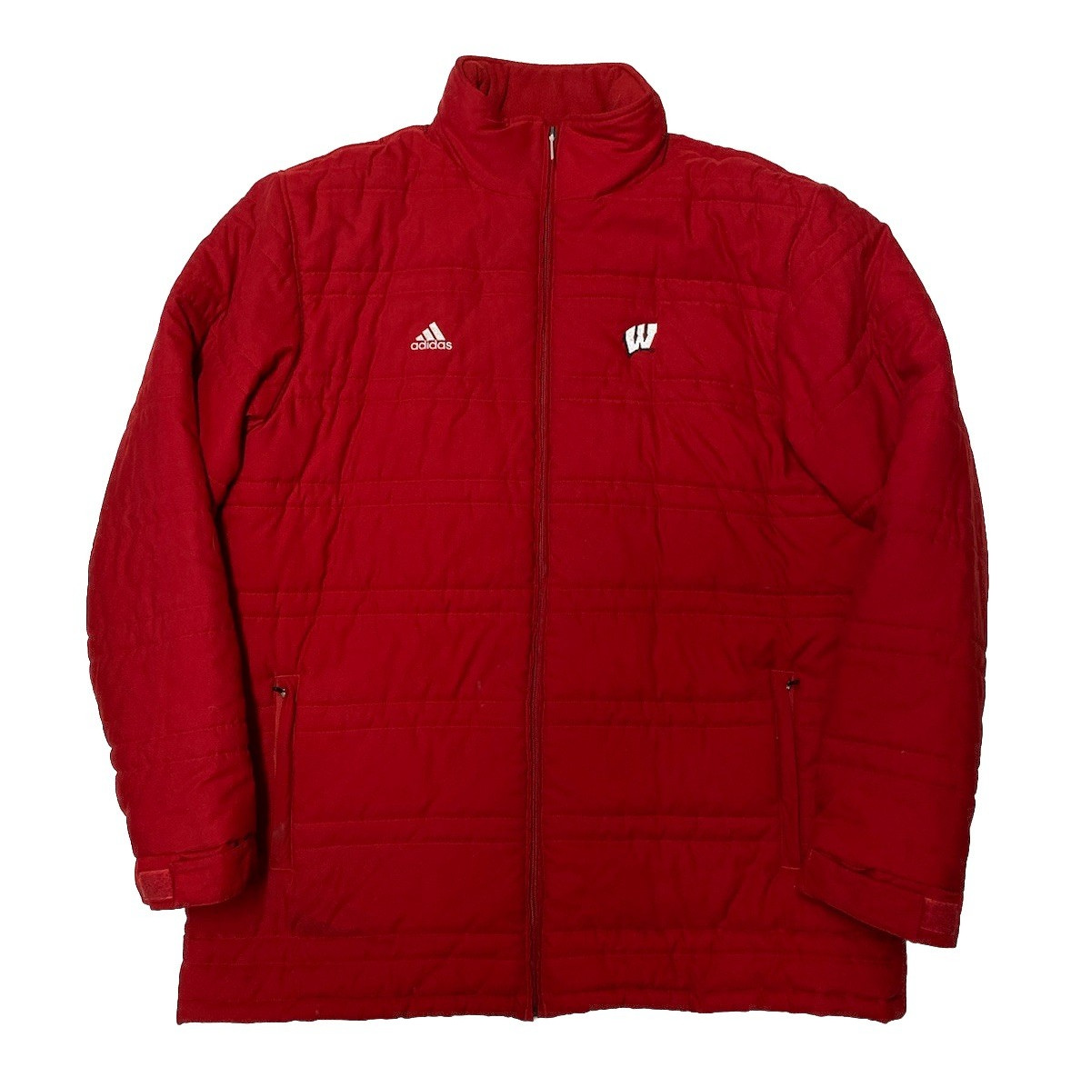 Vintage Adidas Wisconsin Badgers Jacket Mens 2XL Red Team Player Parka Vintage Adidas Wisconsin Badgers Jacket Mens 2XL Red Team Player Parka