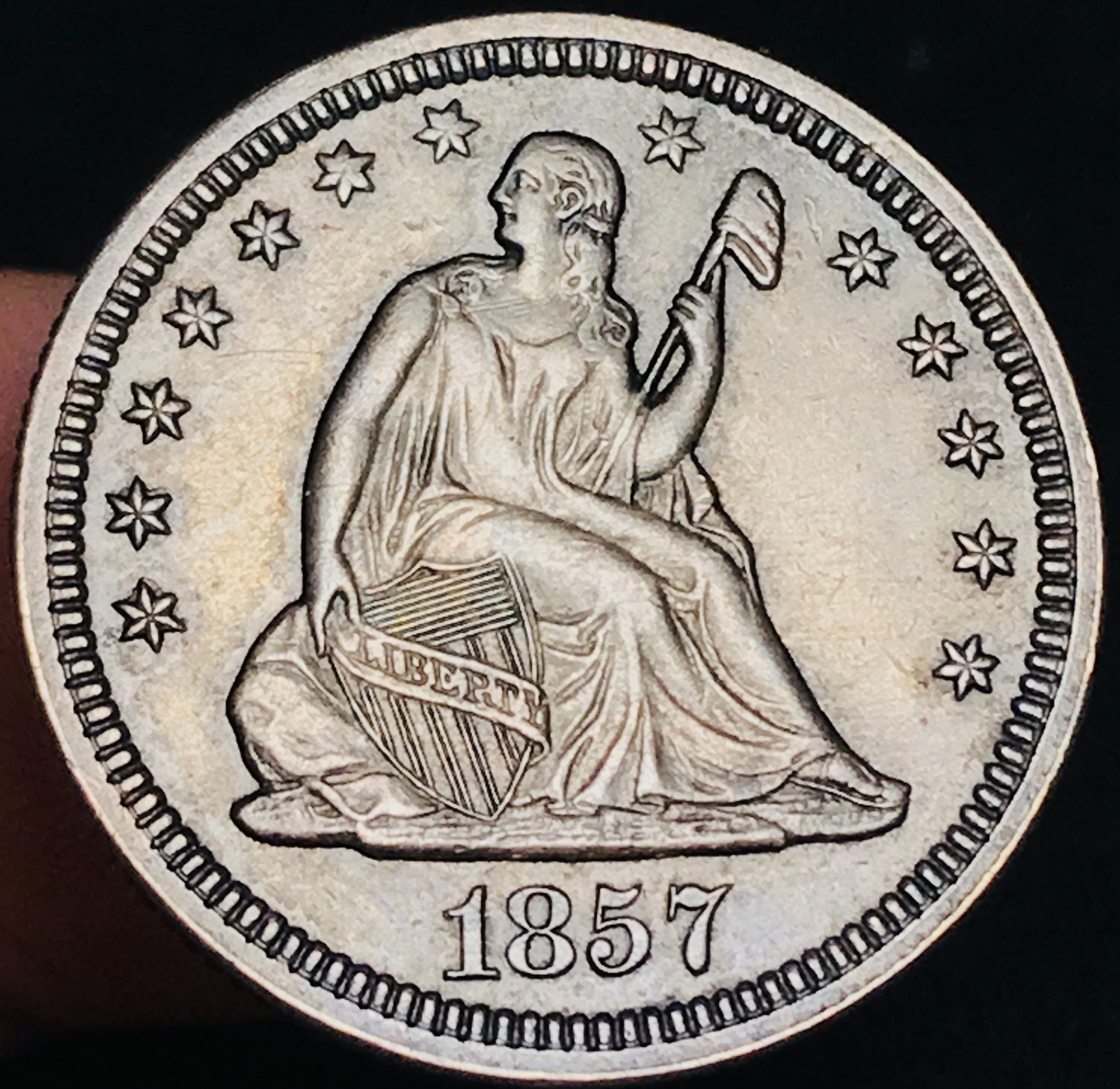 1857 Seated Liberty Quarter 25C Ungraded Choice 90% Silver US Coin CC31789 1857 Seated Liberty Quarter 25C Ungraded Choice 90% Silver US Coin CC31789