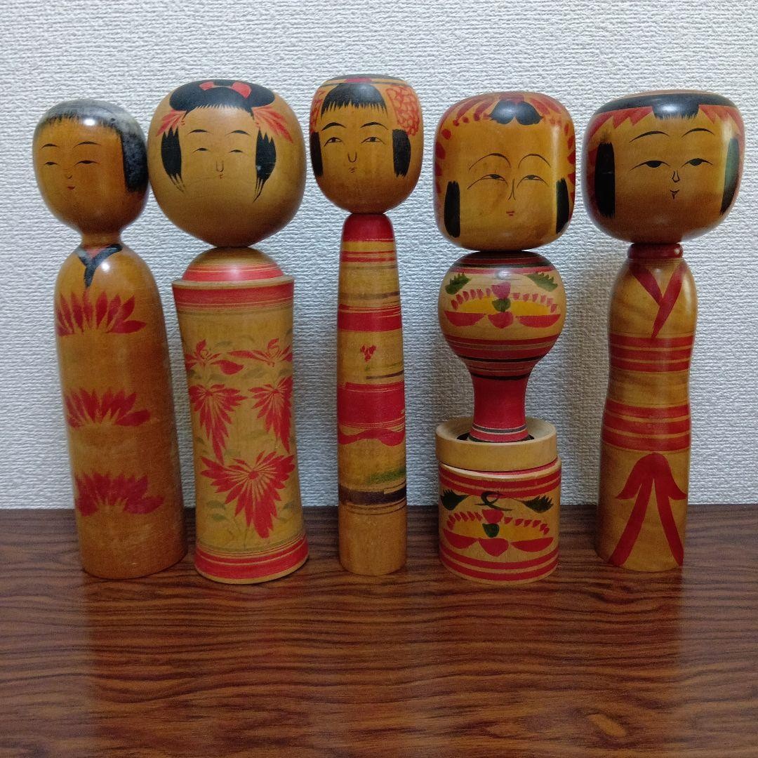 Japanese Traditional Kokeshi Doll Lot of 5 Large 30cm Collectible 15+ Signed Japanese Traditional Kokeshi Doll Lot of 5 Large 30cm Collectible 15+ Signed