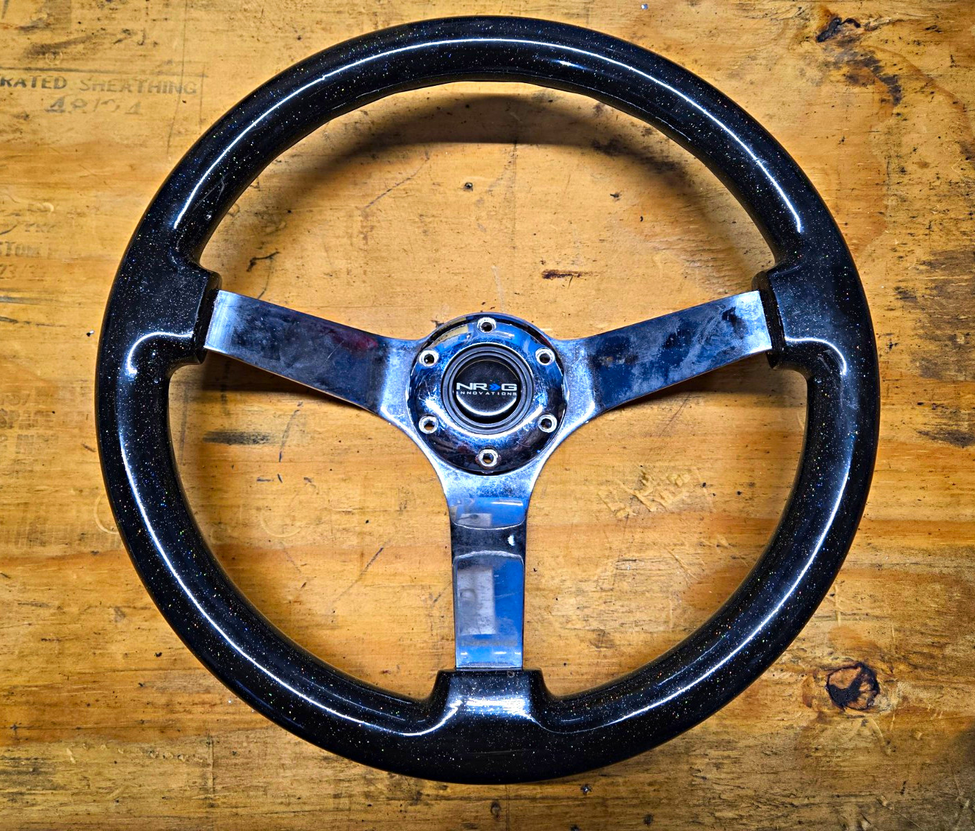 NRG Reinforced Steering Wheel Classic Blk Sparkle Chrome NRG Reinforced Steering Wheel Classic Blk Sparkle Chrome