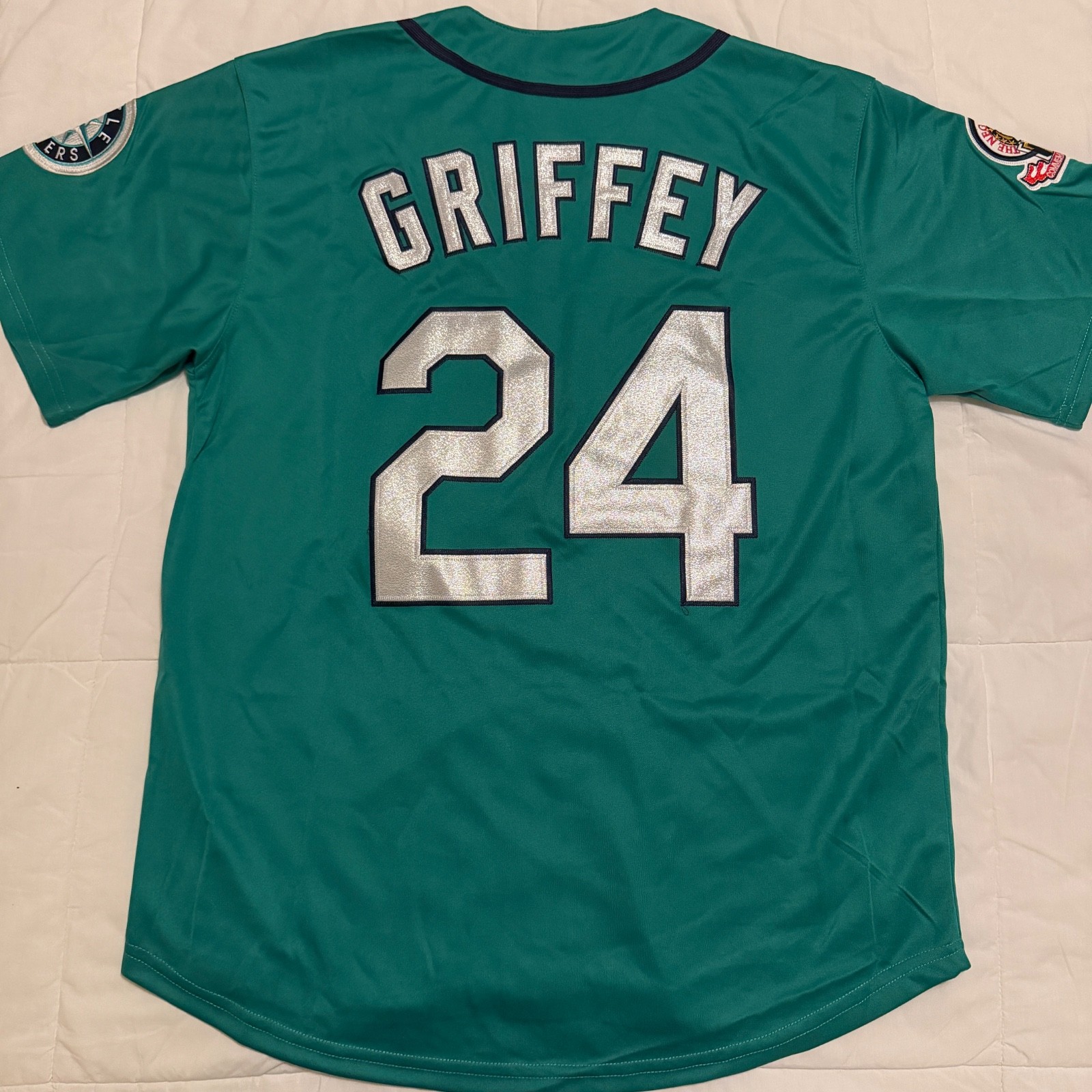 Ken Griffey Seattle Mariners Teal Blue Stitched Mens Jersey Negro League Patch Ken Griffey Seattle Mariners Teal Blue Stitched Mens Jersey Negro League Patch