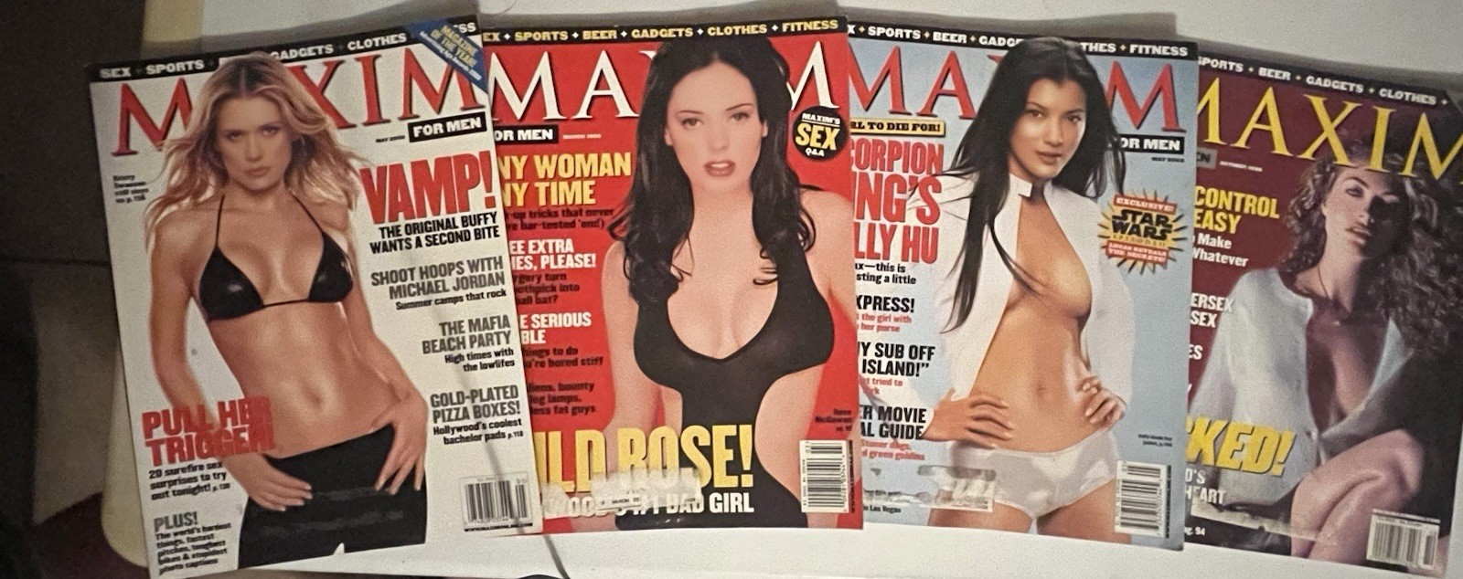 MAXIM Magazine lot of 4 VINTAGE 1998-2003 SEXY CELEBRITIES Rose MCGOWAN Lucy LIU MAXIM Magazine lot of 4 VINTAGE 1998-2003 SEXY CELEBRITIES Rose MCGOWAN Lucy LIU