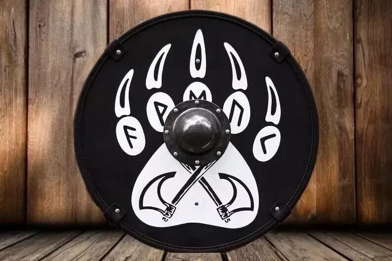 Beautiful Medieval Viking Bear paw Battle Ready Wooden Shield 24 inch Halloween