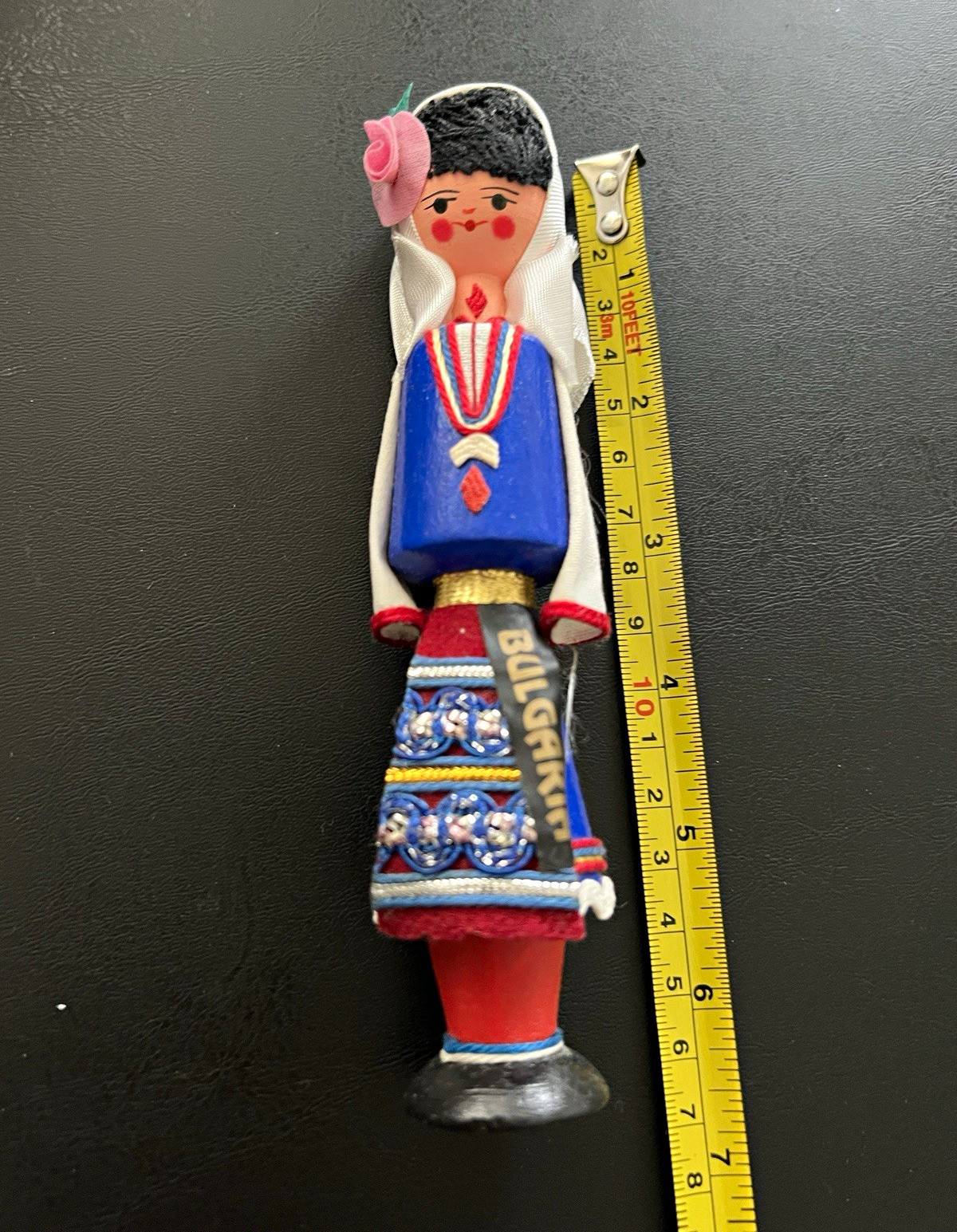 Vintage Bulgarian hand Painted , Blue/Red 6 in Tall Rose oil holder Vintage Bulgarian hand Painted , Blue/Red 6 in Tall Rose oil holder