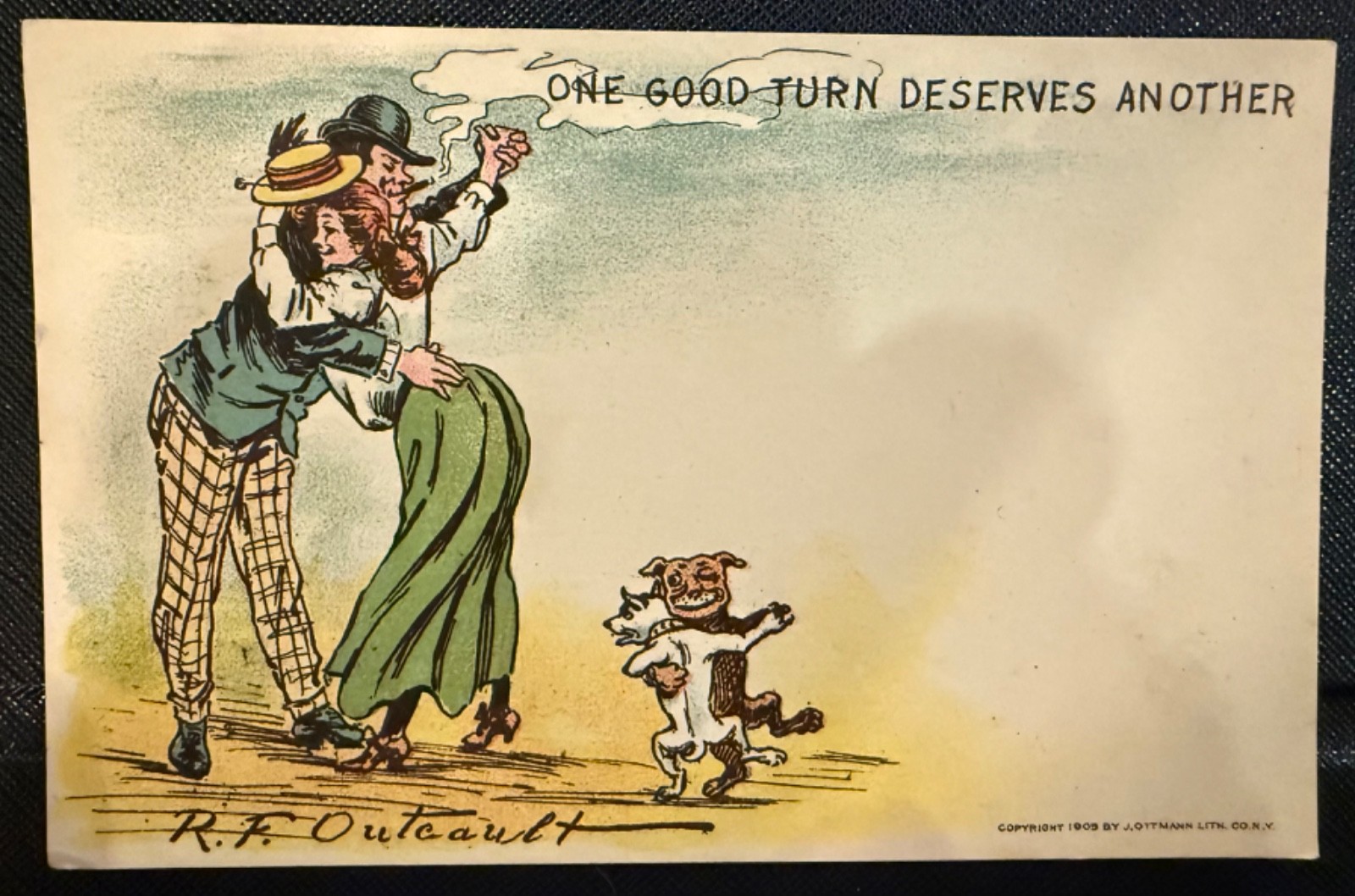 Vintage 1909 R.F. Outcault Comic Postcard  One Good Turn Deserves Another  – UDB