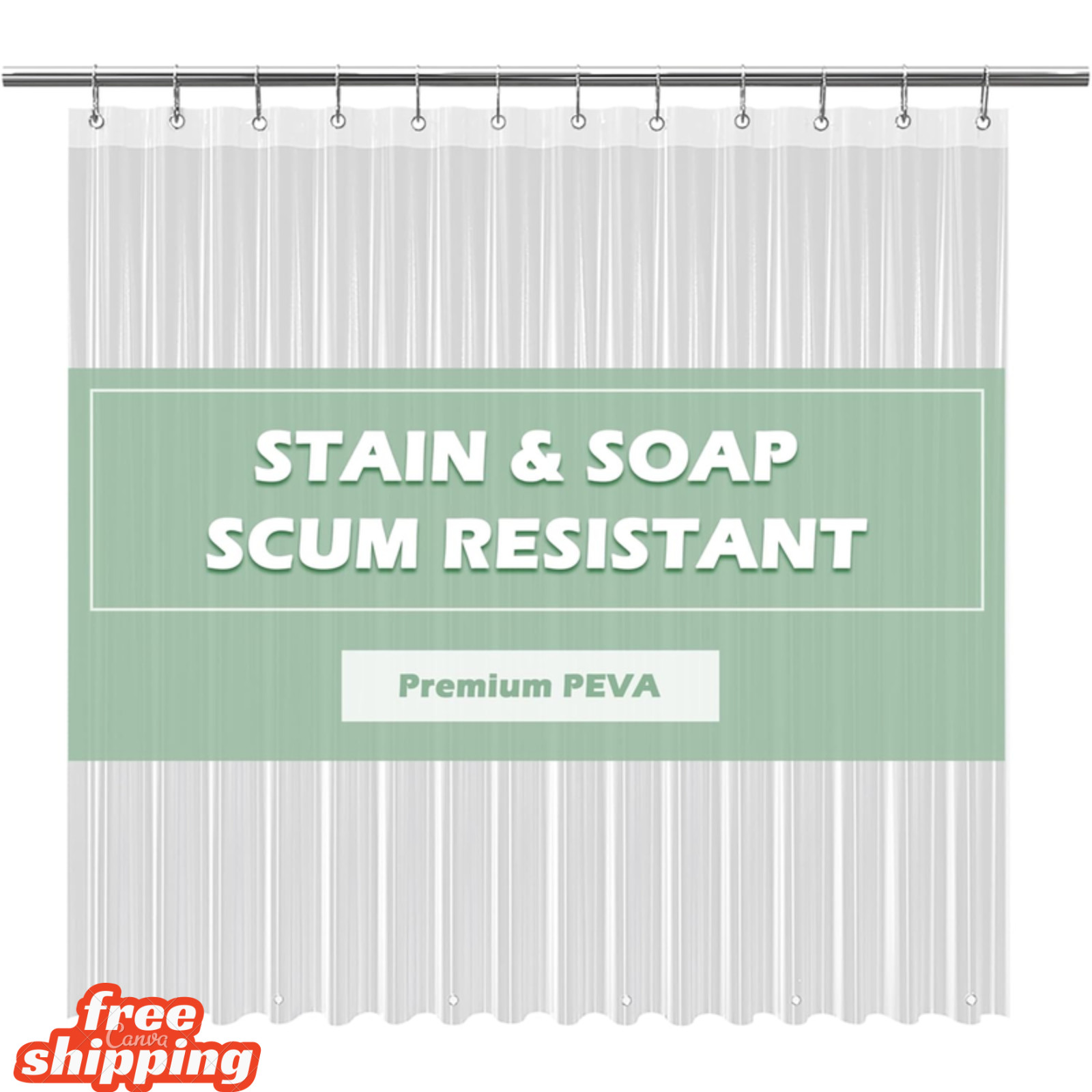 Clear PEVA Shower Curtain Liner 72x72 Waterproof with 3 Magnets Hooks Clear PEVA Shower Curtain Liner 72x72 Waterproof with 3 Magnets Hooks