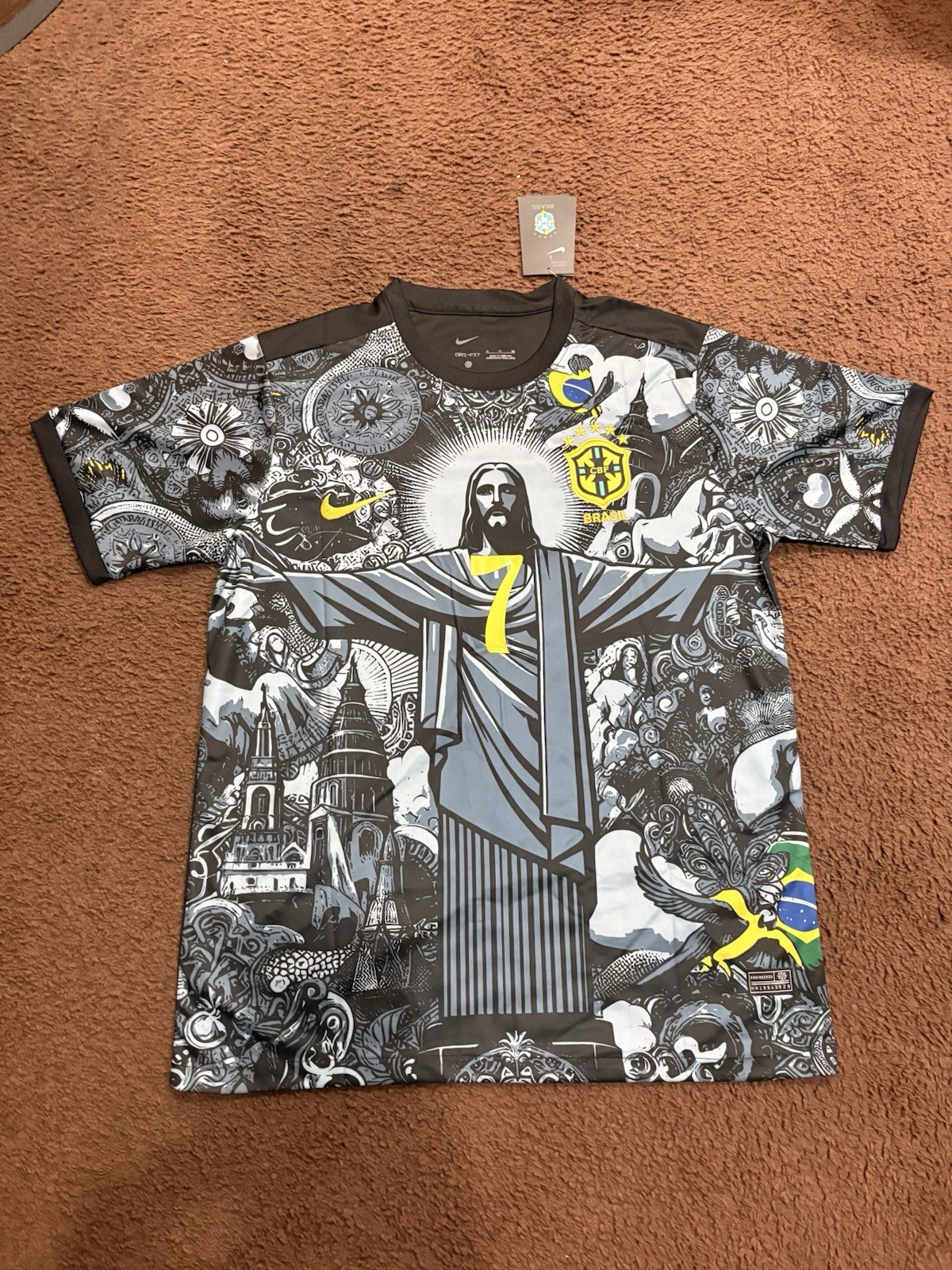 Nike Brazil Vini Jr. #7 Christ the Redeemer Soccer Jersey TOTALMENTE NUEVA Nike Brazil Vini Jr. #7 Christ the Redeemer Soccer Jersey TOTALMENTE NUEVA