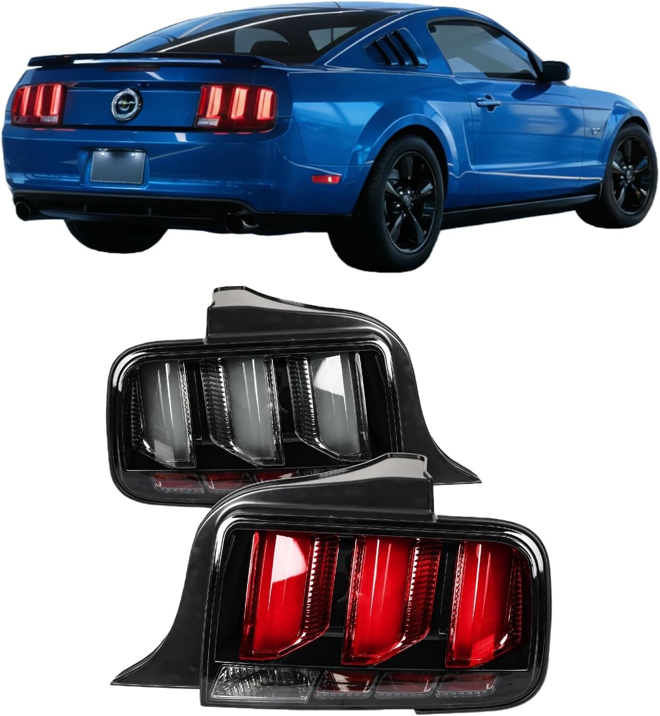 2005-2009 Mustang LED Tail Lights Smoked Sequential Plug & Play 2005-2009 Mustang LED Tail Lights Smoked Sequential Plug & Play