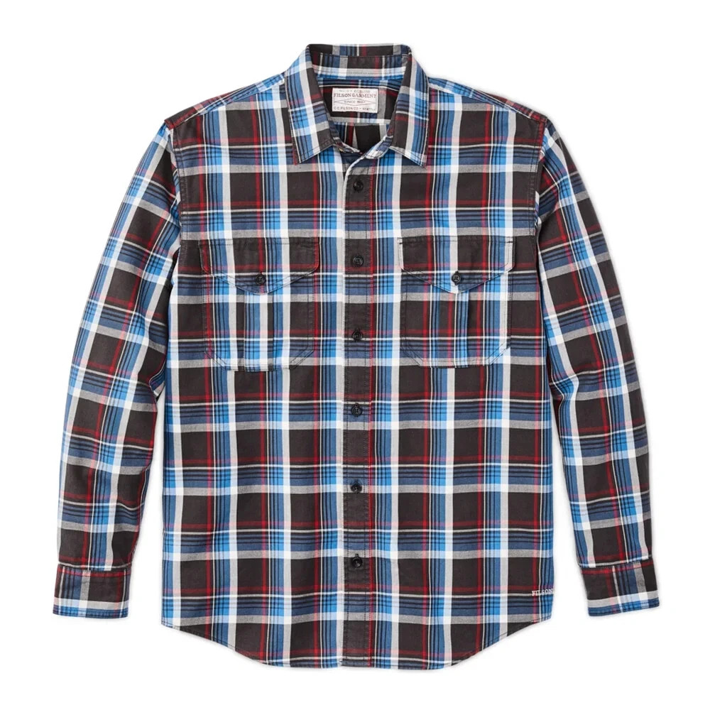 Filson Lightweight Alaskan Guide Shirt Glacier Blue Red Plaid Mens XS NWT